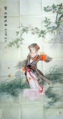 宝钗扑蝶图